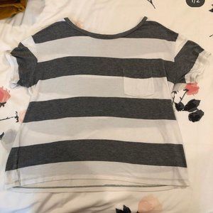 Soft & Sexy Grey and White Striped Tee